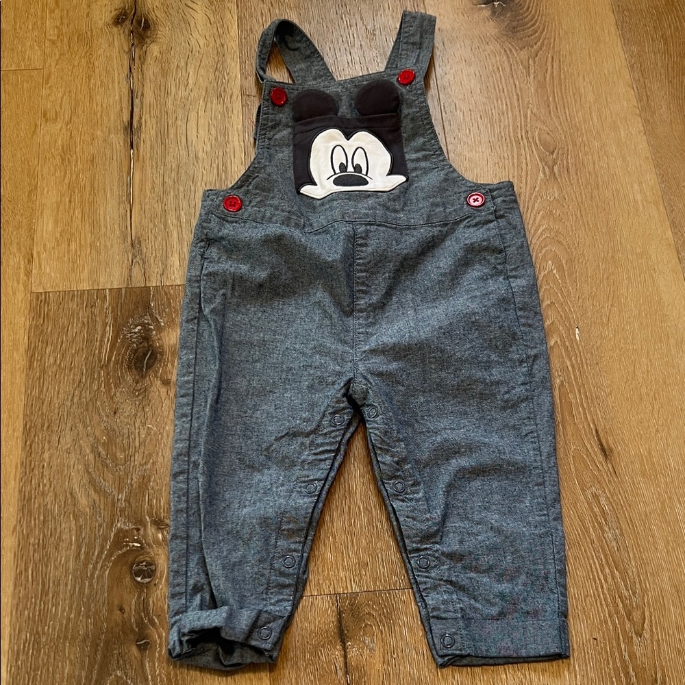 Disney Gray Kids Overalls with Mickey Mouse 18 month